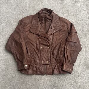 Vintage Adventure Bound Wilsons M Woman Brown Leather Jacket Bomber Coat